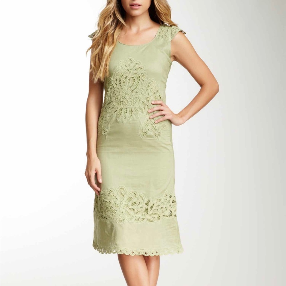 NWOT Papillon Green Lace Cotton Dress Size Medium